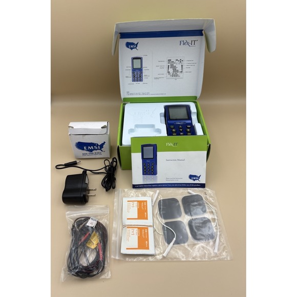 EMSI Flex-IT TENS Electrical Stimulation Unit 4 Pads Leads Charger NO BATTERIES - Picture 2 of 4